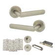 Quality image of STATUS Carolina Door Handle Pack (Bathroom Set - 3" CE Bathroom Lock, 4" Fire Rated Hinges x3) - Satin Nickel | Sku. adps42rsn11 | available from Trade Door Handles.