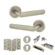 Quality image of STATUS Carolina Door Handle Pack (Euro Lock Set - 3" CE Sashlock, 3" Fire Rated Hinges x3) - Satin Nickel | Sku. adps42rsn21 | available from Trade Door Handles.