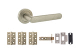 Quality image of STATUS Carolina Door Handle Pack (Latch Set - 3" CE Latch, 3" Fire Rated Hinges x3) - Satin Nickel | Sku. adps42rsn2 | available from Trade Door Handles.
