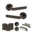 Quality image of STATUS Carolina Door Handle Pack (Bathroom Set - 3" CE Bathroom Lock, 4" Fire Rated Hinges x3) - Urban Dark Bronze | Sku. adps42rudb11 | available from Trade Door Handles.