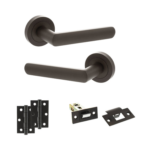 Quality image of STATUS Carolina Door Handle Pack (Latch Set - 2.5" Latch, 3" Hinges x2) - Urban Dark Bronze | Sku. adps42rudb7 | available from Trade Door Handles.