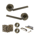 Quality image of STATUS Alabama Door Handle Pack (3 Lever Lock Set - 3" CE Sashlock, 3" Fire Rated Hinges x3) - Antique Brass | Sku. adps43rab15 | available from Trade Door Handles.
