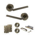 Quality image of STATUS Alabama Door Handle Pack (3 Lever Lock Set - 2.5" CE Sashlock, 4" Slim Knuckle Hinges x2) - Antique Brass | Sku. adps43rab18 | available from Trade Door Handles.