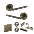 Quality image of STATUS Alabama Door Handle Pack (Euro Lock Set - 3" CE Sashlock, 4" Slim Knuckle Hinges x2) - Antique Brass | Sku. adps43rab25 | available from Trade Door Handles.
