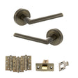 Quality image of STATUS Alabama Door Handle Pack (Latch Set - 3" CE Latch, 4" Fire Rated Hinges x3) - Antique Brass | Sku. adps43rab4 | available from Trade Door Handles.