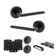 Quality image of STATUS Alabama Door Handle Pack (Bathroom Set - 2.5" CE Bathroom Lock, 4" Fire Rated Hinges x3) - Matt Black | Sku. adps43rmb10 | available from Trade Door Handles.