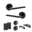 Quality image of STATUS Alabama Door Handle Pack (Bathroom Set - 3" CE Bathroom Lock, 4" Slim Knuckle Hinges x2) - Matt Black | Sku. adps43rmb13 | available from Trade Door Handles.