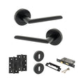 Quality image of STATUS Alabama Door Handle Pack (3 Lever Lock Set - 3" CE Sashlock, 4" Slim Knuckle Hinges x2) - Matt Black | Sku. adps43rmb19 | available from Trade Door Handles.