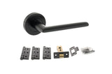 Quality image of STATUS Alabama Door Handle Pack (Latch Set - 2.5" CE Latch, 3" Fire Rated Hinges x3) - Matt Black | Sku. adps43rmb1 | available from Trade Door Handles.