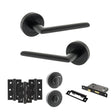 Quality image of STATUS Alabama Door Handle Pack (Bathroom Set - 2.5" CE Bathroom Lock, 3" Fire Rated Hinges x3) - Matt Black | Sku. adps43rmb8 | available from Trade Door Handles.