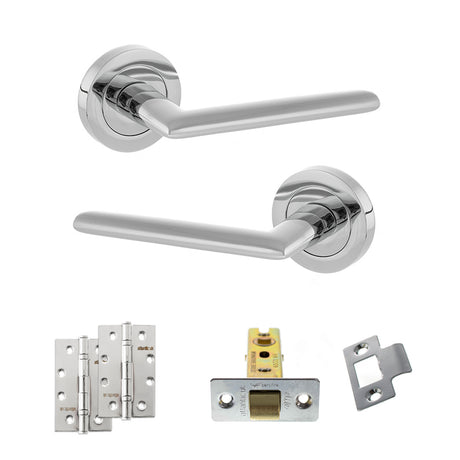 Quality image of STATUS Alabama Door Handle Pack (Latch Set - 3" CE Latch, 4" Slim Knuckle Hinges x2) - Polished Chrome | Sku. adps43rpc6 | available from Trade Door Handles.