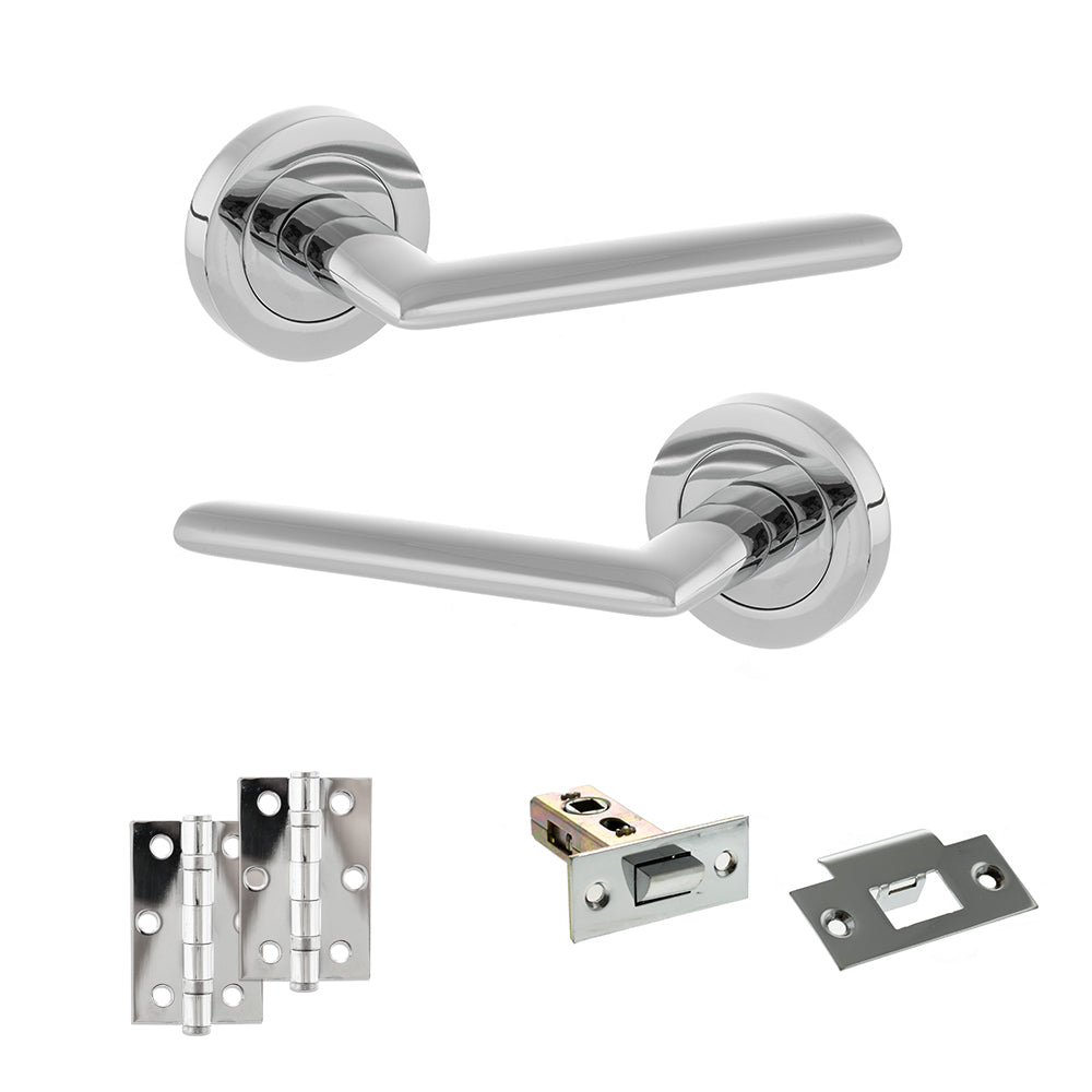 Quality image of STATUS Alabama Door Handle Pack (Latch Set - 2.5" Latch, 3" Hinges x2) - Polished Chrome | Sku. adps43rpc7 | available from Trade Door Handles.