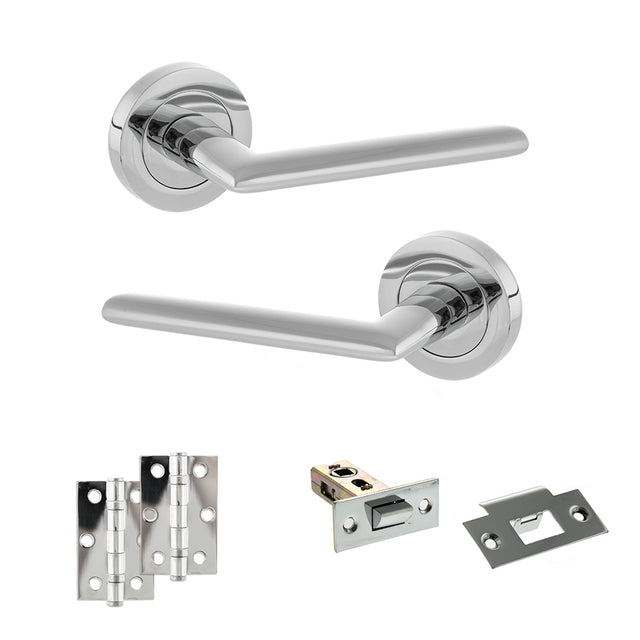 Quality image of STATUS Alabama Door Handle Pack (Latch Set - 2.5" Latch, 3" Hinges x2) - Polished Chrome | Sku. adps43rpc7 | available from Trade Door Handles.