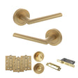 Quality image of STATUS Alabama Door Handle Pack (Bathroom Set - 2.5" CE Bathroom Lock, 4" Fire Rated Hinges x3) - Satin Brass | Sku. adps43rsb10 | available from Trade Door Handles.