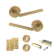 Quality image of STATUS Alabama Door Handle Pack (3 Lever Lock Set - 3" CE Sashlock, 4" Slim Knuckle Hinges x2) - Satin Brass | Sku. adps43rsb19 | available from Trade Door Handles.