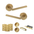 Quality image of STATUS Alabama Door Handle Pack (Bathroom Set - 2.5" CE Bathroom Lock, 3" Fire Rated Hinges x3) - Satin Brass | Sku. adps43rsb8 | available from Trade Door Handles.