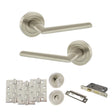Quality image of STATUS Alabama Door Handle Pack (Bathroom Set - 3" CE Bathroom Lock, 4" Fire Rated Hinges x3) - Satin Nickel | Sku. adps43rsn11 | available from Trade Door Handles.