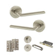 Quality image of STATUS Alabama Door Handle Pack (Bathroom Set - 3" CE Bathroom Lock, 4" Slim Knuckle Hinges x2) - Satin Nickel | Sku. adps43rsn13 | available from Trade Door Handles.