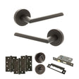 Quality image of STATUS Alabama Door Handle Pack (Bathroom Set - 2.5" CE Bathroom Lock, 4" Fire Rated Hinges x3) - Urban Dark Bronze | Sku. adps43rudb10 | available from Trade Door Handles.