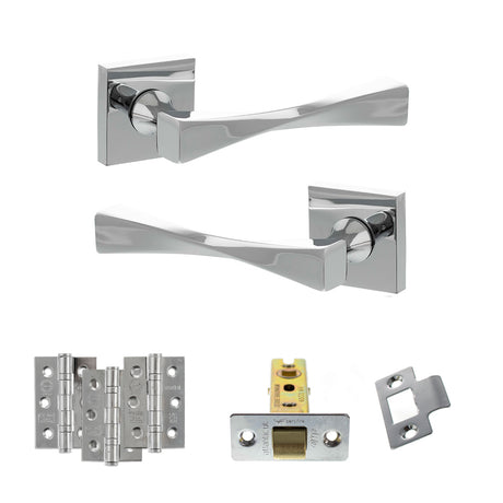 Quality image of Senza Pari Guido Door Handle Pack (Latch Set - 2.5" CE Latch, 3" Fire Rated Hinges x3) - Polished Chrome | Sku. adpsp190cp1 | available from Trade Door Handles.