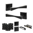 Quality image of Senza Pari Guido Door Handle Pack (Bathroom Set - 3" CE Bathroom Lock, 4" Fire Rated Hinges x3) - Matt Black | Sku. adpsp190mb11 | available from Trade Door Handles.