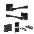 Quality image of Senza Pari Guido Door Handle Pack (Bathroom Set - 3" CE Bathroom Lock, 4" Slim Knuckle Hinges x2) - Matt Black | Sku. adpsp190mb13 | available from Trade Door Handles.