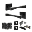 Quality image of Senza Pari Guido Door Handle Pack (Euro Lock Set - 2.5" CE Sashlock, 3" Fire Rated Hinges x3) - Matt Black | Sku. adpsp190mb20 | available from Trade Door Handles.