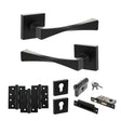 Quality image of Senza Pari Guido Door Handle Pack (Euro Lock Set - 3" CE Sashlock, 4" Fire Rated Hinges x3) - Matt Black | Sku. adpsp190mb23 | available from Trade Door Handles.
