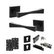 Quality image of Senza Pari Guido Door Handle Pack (Euro Lock Set - 3" CE Sashlock, 4" Slim Knuckle Hinges x2) - Matt Black | Sku. adpsp190mb25 | available from Trade Door Handles.