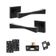 Quality image of Senza Pari Guido Door Handle Pack (Latch Set - 3" CE Latch, 4" Slim Knuckle Hinges x2) - Matt Black | Sku. adpsp190mb6 | available from Trade Door Handles.