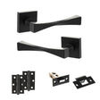 Quality image of Senza Pari Guido Door Handle Pack (Latch Set - 2.5" Latch, 3" Hinges x2) - Matt Black | Sku. adpsp190mb7 | available from Trade Door Handles.