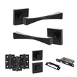 Quality image of Senza Pari Guido Door Handle Pack (Bathroom Set - 3" CE Bathroom Lock, 3" Fire Rated Hinges x3) - Matt Black | Sku. adpsp190mb9 | available from Trade Door Handles.