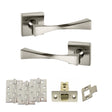 Quality image of Senza Pari Guido Door Handle Pack (Latch Set - 2.5" CE Latch, 4" Fire Rated Hinges x3) - Satin Nickel | Sku. adpsp190sn3 | available from Trade Door Handles.