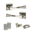 Quality image of Senza Pari Guido Door Handle Pack (Latch Set - 2.5" Latch, 3" Hinges x2) - Satin Nickel | Sku. adpsp190sn7 | available from Trade Door Handles.