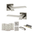 Quality image of Senza Pari Giovanni Door Handle Pack (Bathroom Set - 3" CE Bathroom Lock, 4" Fire Rated Hinges x3) - Satin Nickel | Sku. adpsp203sn11 | available from Trade Door Handles.
