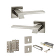 Quality image of Senza Pari Giovanni Door Handle Pack (3 Lever Lock Set - 3" CE Sashlock, 4" Slim Knuckle Hinges x2) - Satin Nickel | Sku. adpsp203sn19 | available from Trade Door Handles.