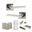 Quality image of Senza Pari Giovanni Door Handle Pack (Euro Lock Set - 2.5" CE Sashlock, 3" Fire Rated Hinges x3) - Satin Nickel | Sku. adpsp203sn20 | available from Trade Door Handles.