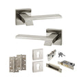 Quality image of Senza Pari Giovanni Door Handle Pack (Euro Lock Set - 2.5" CE Sashlock, 4" Slim Knuckle Hinges x2) - Satin Nickel | Sku. adpsp203sn24 | available from Trade Door Handles.