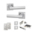 Quality image of Senza Pari Davoli Door Handle Pack (Euro Lock Set - 3" CE Sashlock, 4" Slim Knuckle Hinges x2) - Polished Chrome | Sku. adpsp216pc25 | available from Trade Door Handles.