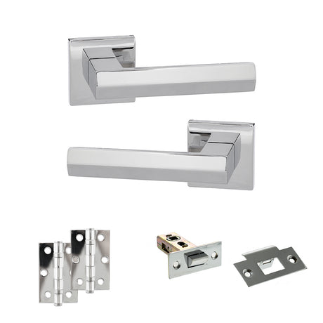 Quality image of Senza Pari Davoli Door Handle Pack (Latch Set - 2.5" Latch, 3" Hinges x2) - Polished Chrome | Sku. adpsp216pc7 | available from Trade Door Handles.
