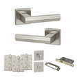 Quality image of Senza Pari Davoli Door Handle Pack (Bathroom Set - 2.5" CE Bathroom Lock, 4" Fire Rated Hinges x3) - Satin Nickel | Sku. adpsp216sn10 | available from Trade Door Handles.