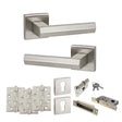 Quality image of Senza Pari Davoli Door Handle Pack (Euro Lock Set - 3" CE Sashlock, 4" Fire Rated Hinges x3) - Satin Nickel | Sku. adpsp216sn23 | available from Trade Door Handles.