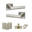 Quality image of Senza Pari Davoli Door Handle Pack (Latch Set - 3" CE Latch, 3" Fire Rated Hinges x3) - Satin Nickel | Sku. adpsp216sn2 | available from Trade Door Handles.