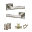 Quality image of Senza Pari Davoli Door Handle Pack (Latch Set - 3" CE Latch, 4" Slim Knuckle Hinges x2) - Satin Nickel | Sku. adpsp216sn6 | available from Trade Door Handles.