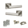 Quality image of Senza Pari Davoli Door Handle Pack (Latch Set - 2.5" Latch, 3" Hinges x2) - Satin Nickel | Sku. adpsp216sn7 | available from Trade Door Handles.