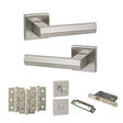 Quality image of Senza Pari Davoli Door Handle Pack (Bathroom Set - 2.5" CE Bathroom Lock, 3" Fire Rated Hinges x3) - Satin Nickel | Sku. adpsp216sn8 | available from Trade Door Handles.