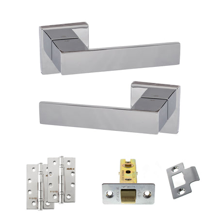 Quality image of Senza Pari Panetti Door Handle Pack (Latch Set - 3" CE Latch, 4" Slim Knuckle Hinges x2) - Polished Chrome | Sku. adpsp217cp6 | available from Trade Door Handles.