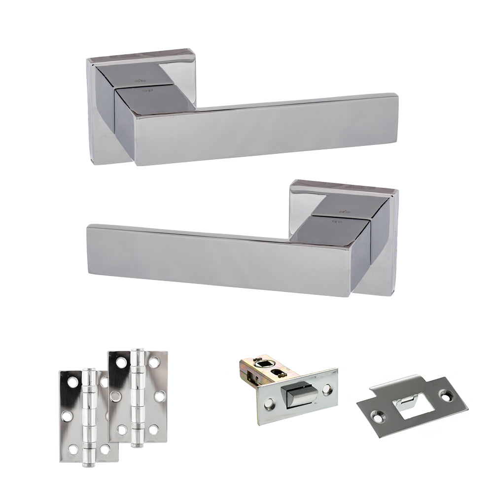 Quality image of Senza Pari Panetti Door Handle Pack (Latch Set - 2.5" Latch, 3" Hinges x2) - Polished Chrome | Sku. adpsp217cp7 | available from Trade Door Handles.
