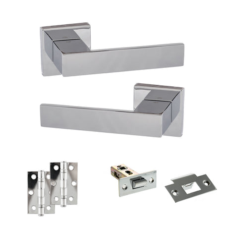 Quality image of Senza Pari Panetti Door Handle Pack (Latch Set - 2.5" Latch, 3" Hinges x2) - Polished Chrome | Sku. adpsp217cp7 | available from Trade Door Handles.