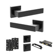 Quality image of Senza Pari Panetti Door Handle Pack (Bathroom Set - 2.5" CE Bathroom Lock, 4" Slim Knuckle Hinges x2) - Matt Black | Sku. adpsp217mb12 | available from Trade Door Handles.